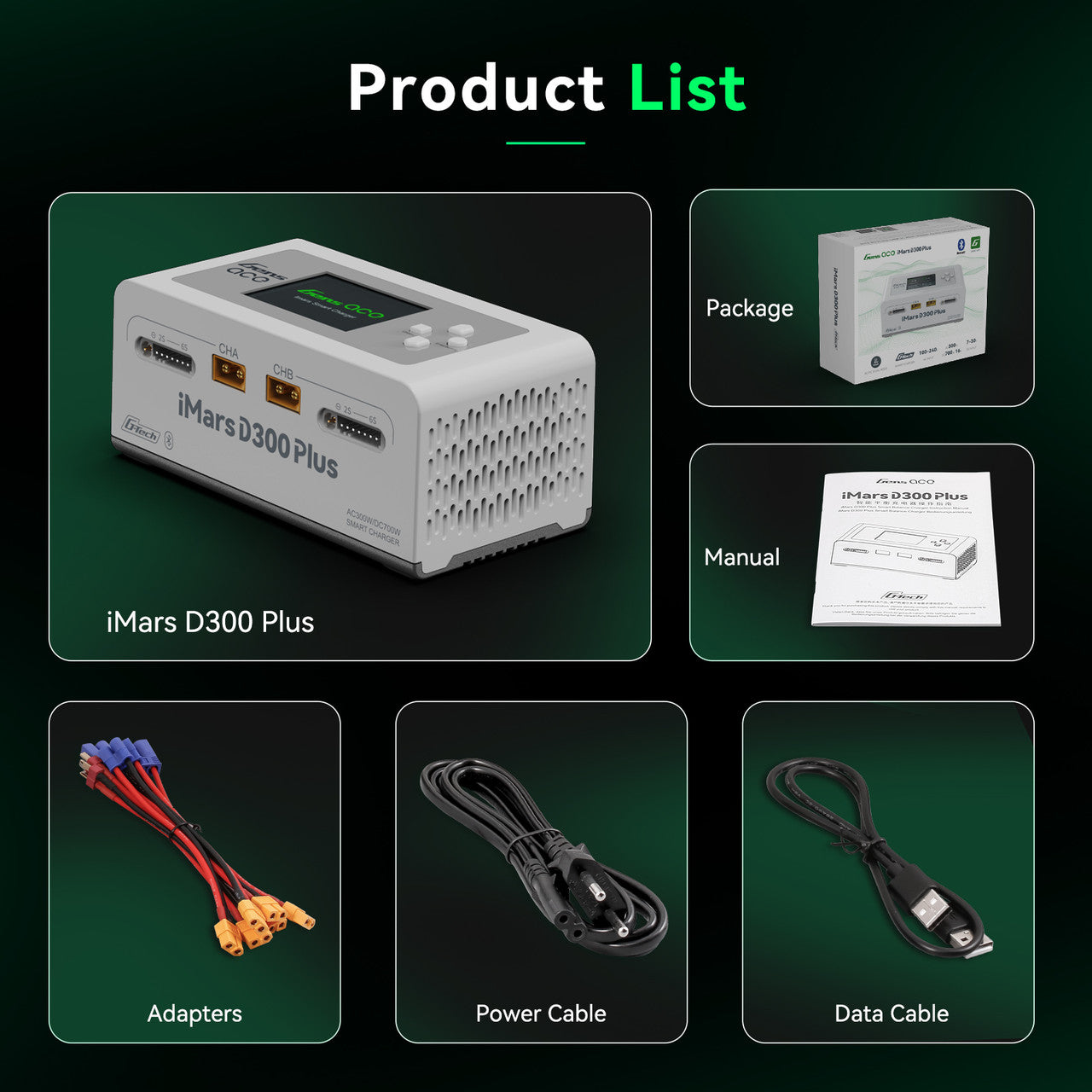 Gens ACE 格氏 iMARS D300 PLUS G-Tech 智能型平衡雙通道鋰電池充電器 1-6S 16A (白)