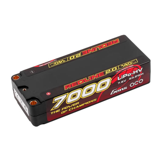 Gens ACE 格氏 REDLINE 2.0 競賽級中型長度高壓鋰電池 2S 7.6v 7000mAh 140C 中電