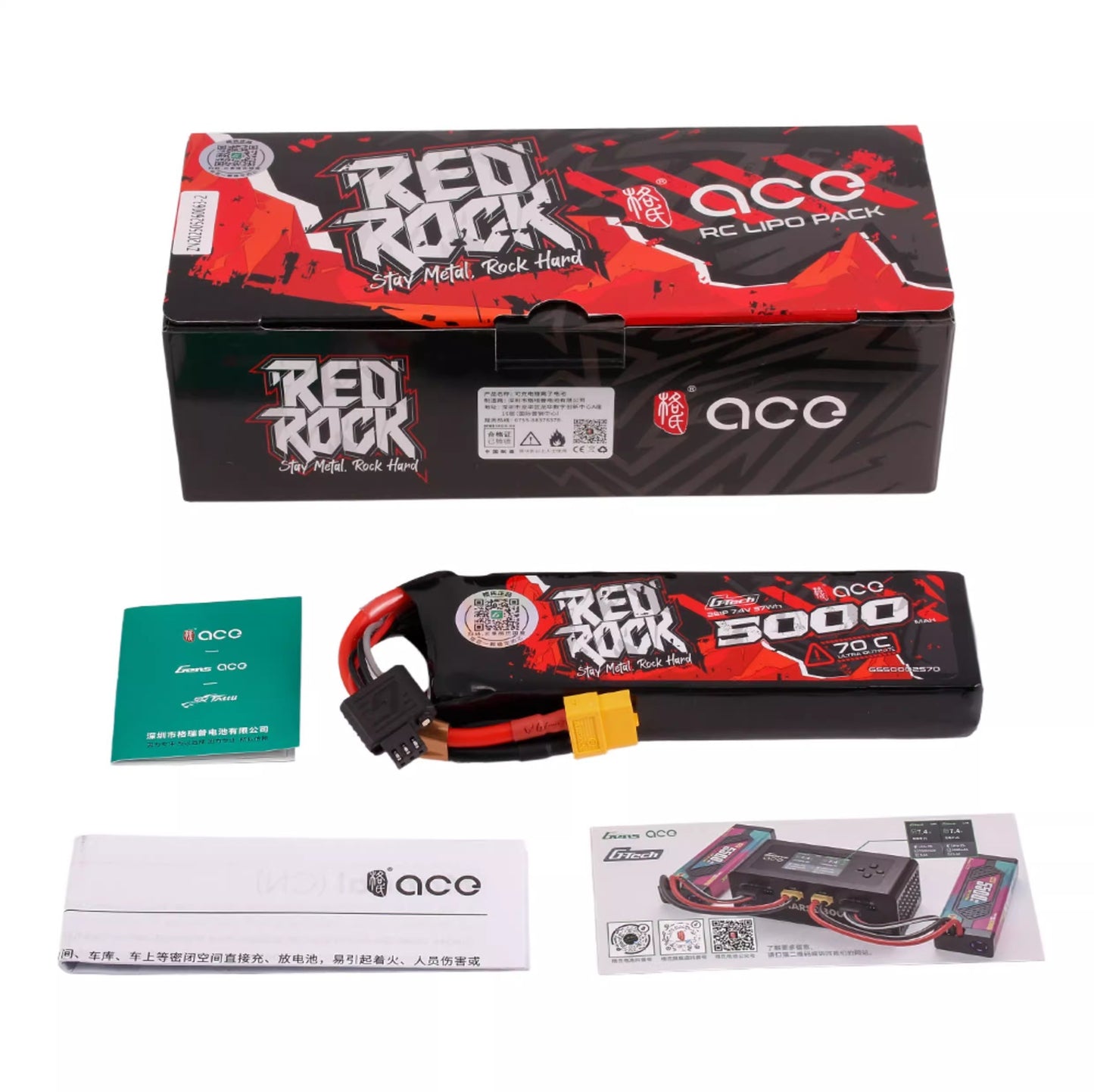 Gens ACE 格氏 REDROCK 智慧型鋰電池帶電量顯示 2S 7.4v 5000mAh 70C