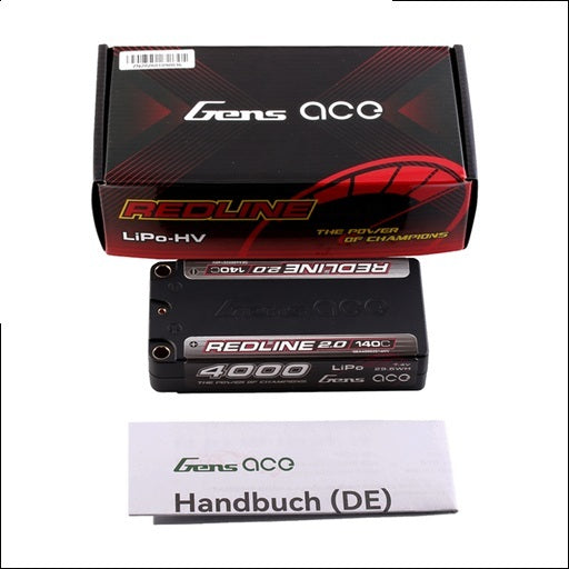 Gens ACE 格氏 REDLINE 2.0 競賽級常壓鋰電池 2S 7.4v 4000mAh 140C 短電