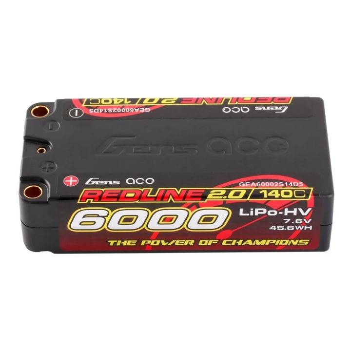 Gens ACE 格氏 REDLINE 2.0 競賽級短型高壓鋰電池 2S 7.6v 6000mAh 140C 短電