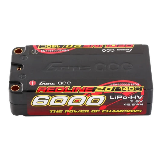 Gens ACE 格氏 REDLINE 2.0 競賽級短型高壓鋰電池 2S 7.6v 6000mAh 140C 短電