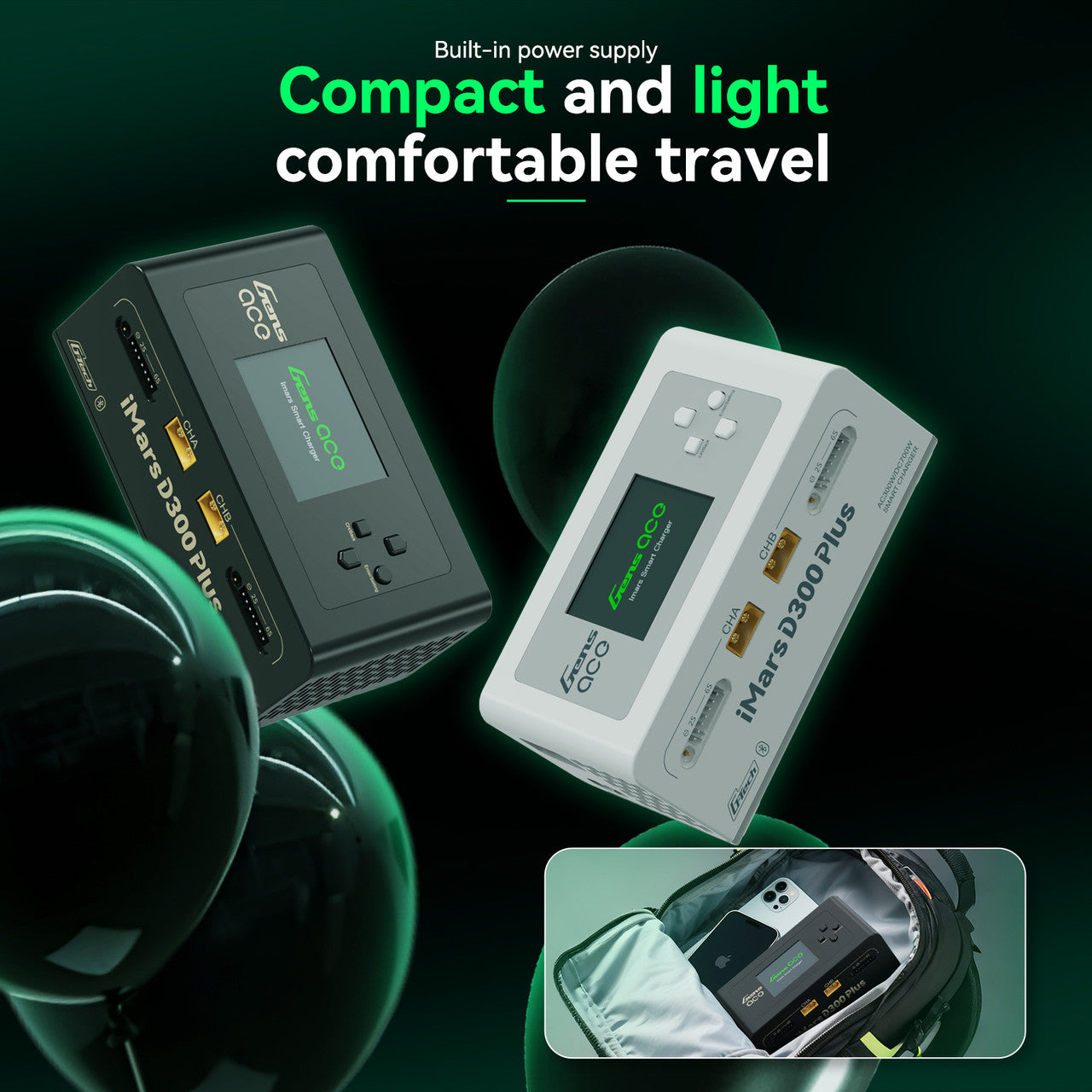 Gens ACE 格氏 iMARS D300 PLUS G-Tech 智能型平衡雙通道鋰電池充電器 1-6S 16A (黑)