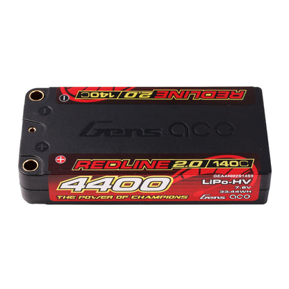 Gens ACE 格氏 REDLINE 2.0 競賽級短型高壓鋰電池 2S 7.6v 4400mAh 140C 短電