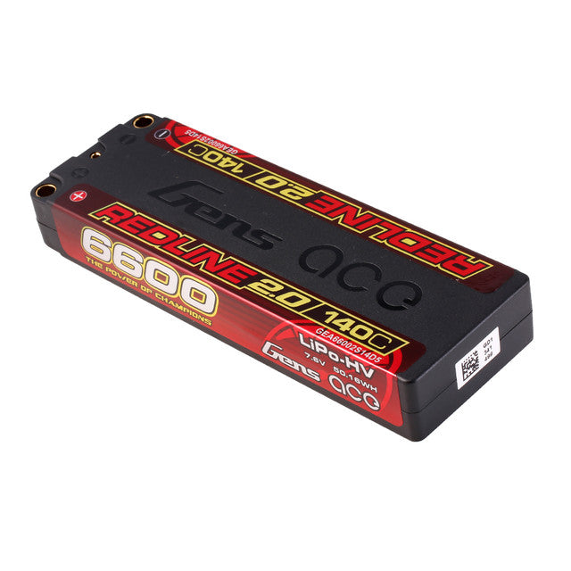 Gens ACE 格氏 REDLINE 2.0 競賽級超低重心高壓鋰電池 2S 7.6v 6600mAh 140C 薄長電