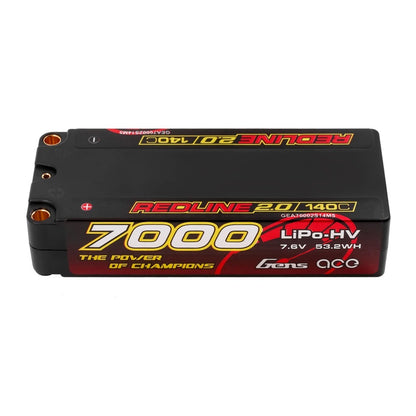 Gens ACE 格氏 REDLINE 2.0 競賽級中型長度高壓鋰電池 2S 7.6v 7000mAh 140C 中電