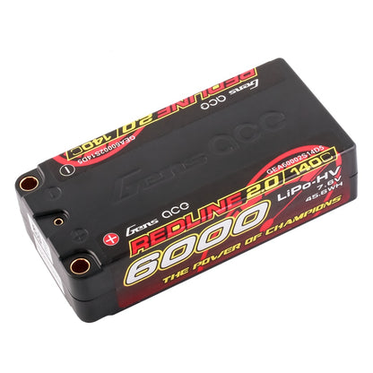 Gens ACE 格氏 REDLINE 2.0 競賽級短型高壓鋰電池 2S 7.6v 6000mAh 140C 短電