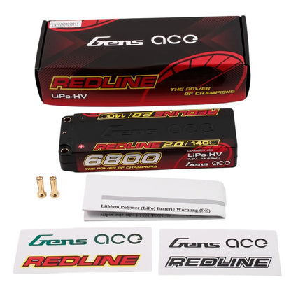 Gens ACE 格氏 REDLINE 2.0 競賽級高壓鋰電池 2S 7.6v 6800mAh 140C 長電