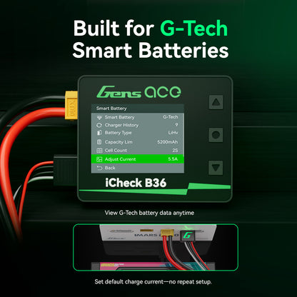 Gens ACE iCheck B36 多功能智慧電池檢測器 帶平衡功能伺服機測試 Type-C 充電