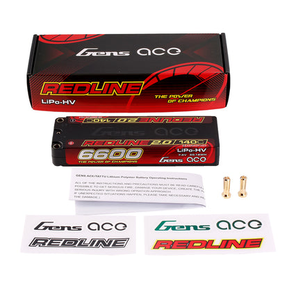 Gens ACE 格氏 REDLINE 2.0 競賽級超低重心高壓鋰電池 2S 7.6v 6600mAh 140C 薄長電