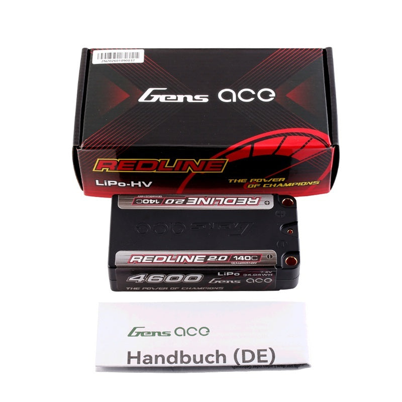 Gens ACE 格氏 REDLINE 2.0 競賽級常壓鋰電池 2S 7.4v 4600mAh 140C 短電