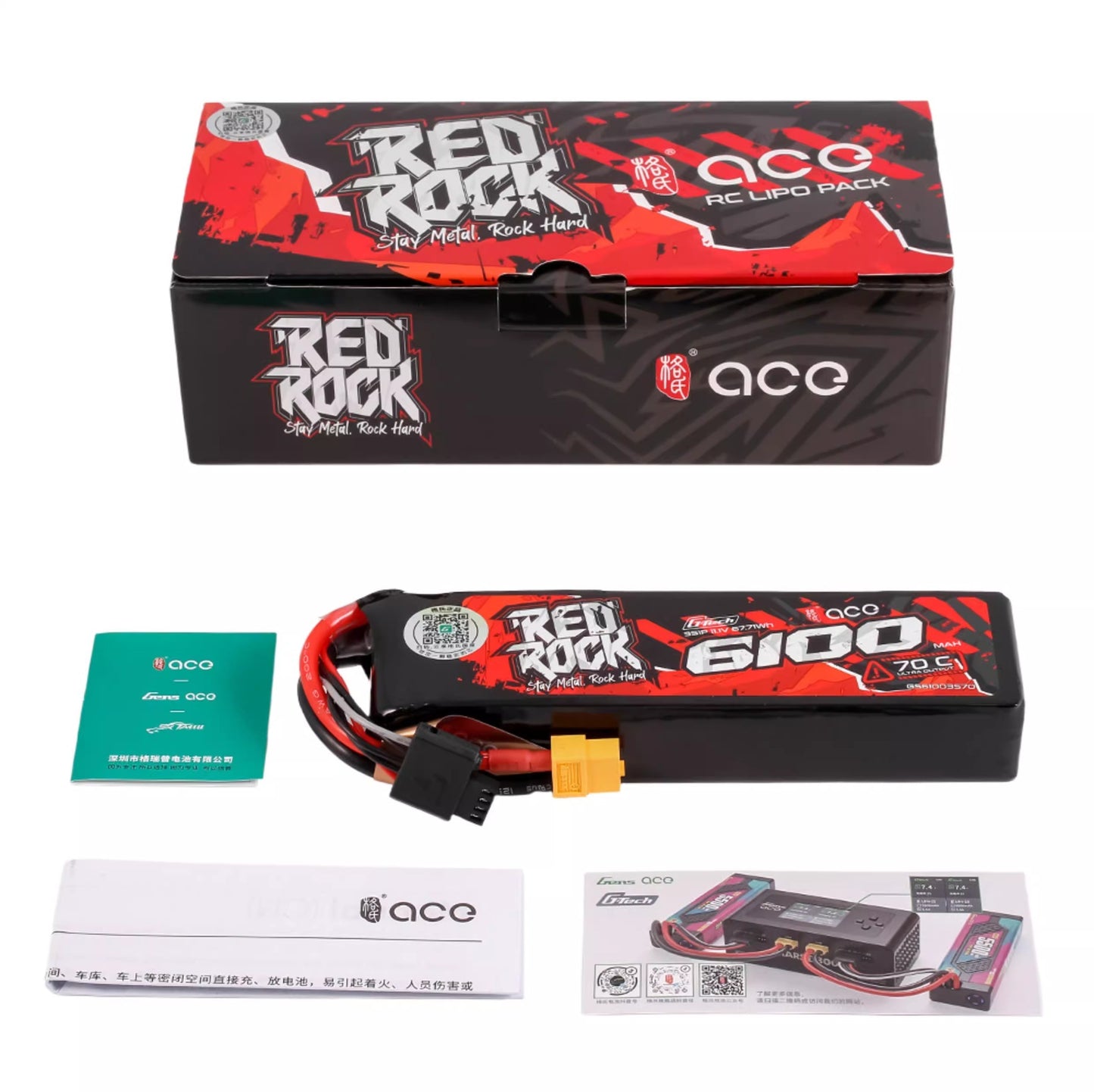 Gens ACE 格氏 REDROCK 智慧型鋰電池帶電量顯示 3S 11.1v 6100mAh 70C