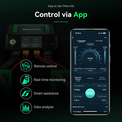 Gens ACE 格氏 iMARS D1000 PLUS G-Tech 1000W 智能平衡雙通道鋰電池充電器 1-7S 25A (黑)
