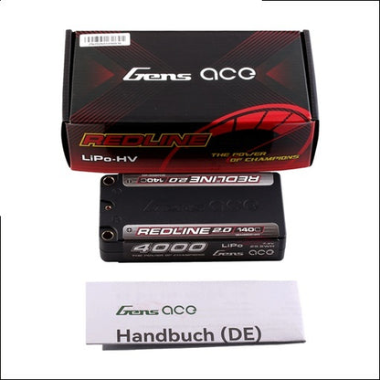 Gens ACE 格氏 REDLINE 2.0 競賽級常壓鋰電池 2S 7.4v 4000mAh 140C 短電