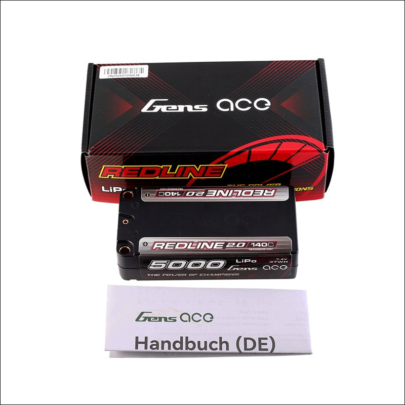 Gens ACE 格氏 REDLINE 2.0 競賽級常壓鋰電池 2S 7.4v 5000mAh 140C 短電