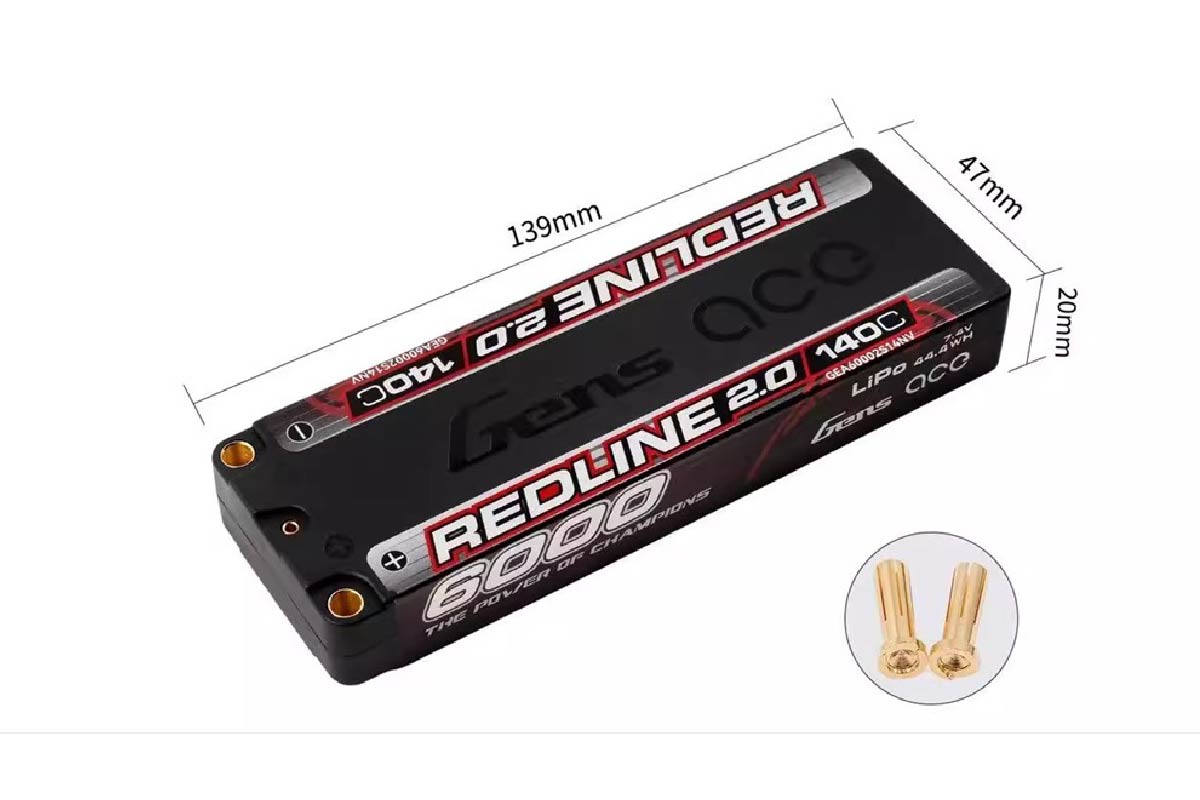 Gens ACE 格氏 REDLINE 2.0 競賽級常壓鋰電池 2S 7.4v 6000mAh 140C 長電