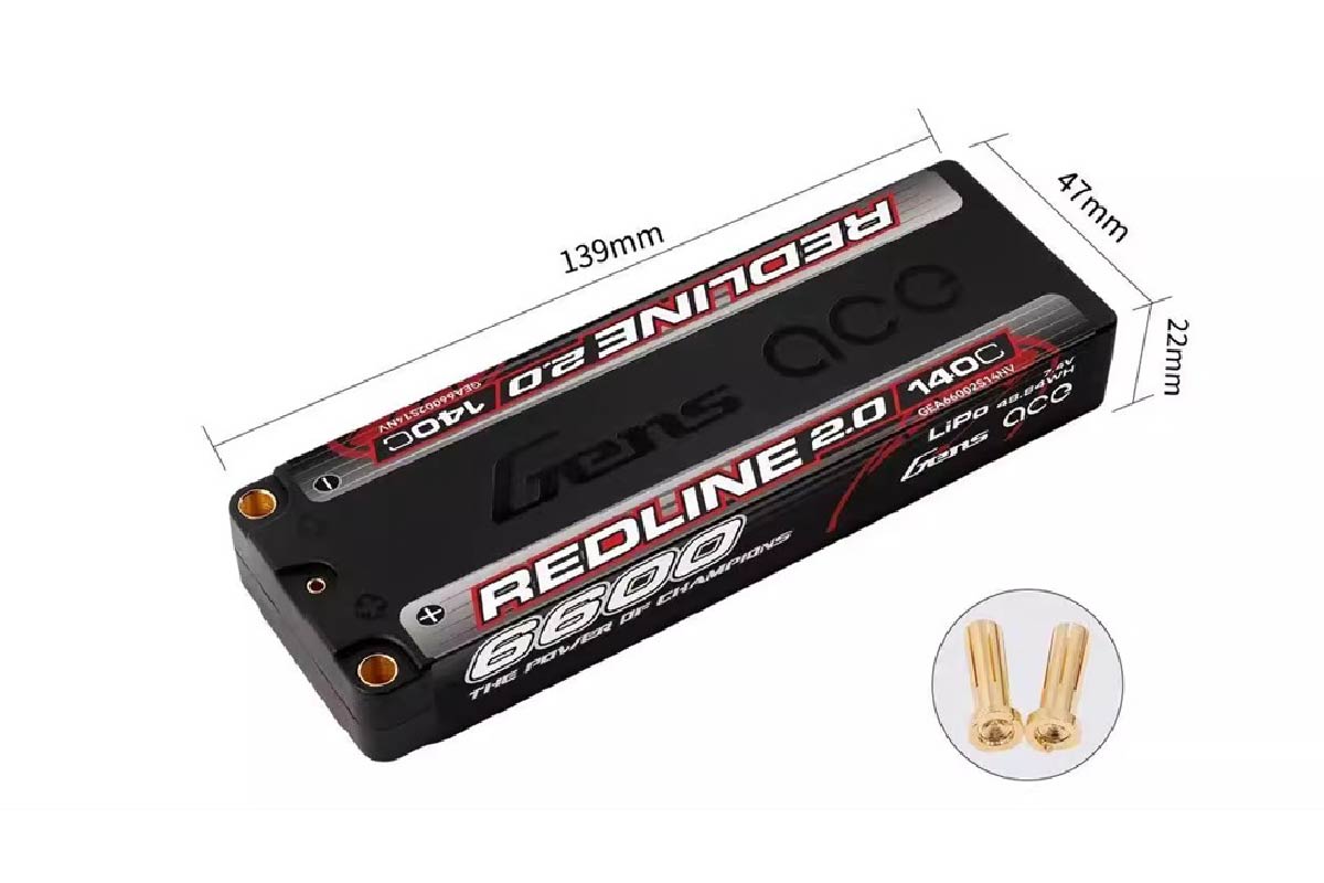 Gens ACE 格氏 REDLINE 2.0 競賽級常壓鋰電池 2S 7.4v 6600mAh 140C 長電