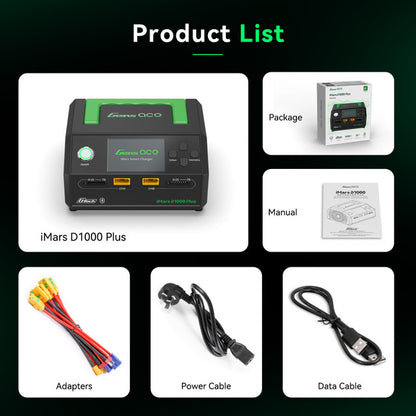 Gens ACE 格氏 iMARS D1000 PLUS G-Tech 1000W 智能平衡雙通道鋰電池充電器 1-7S 25A (黑)