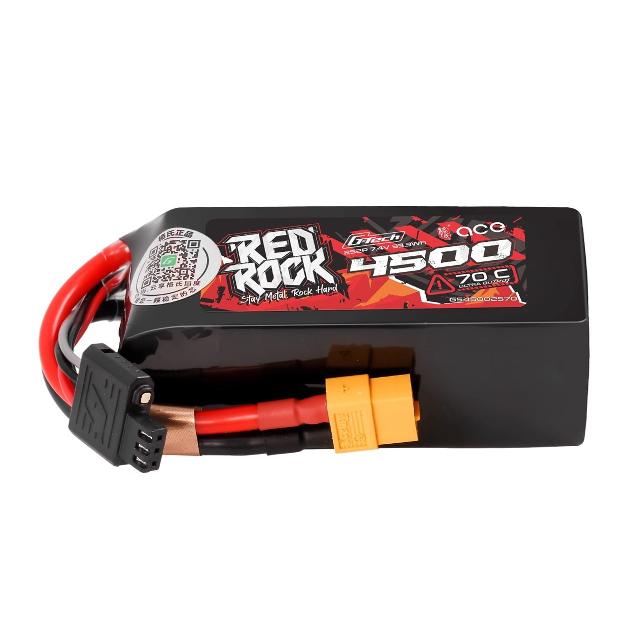 Gens ACE 格氏 REDROCK 智慧型鋰電池帶電量顯示 2S 7.4v 4500mAh 70C 美嘉欣專用